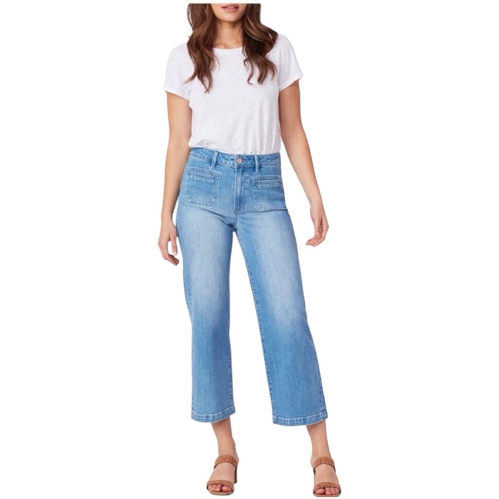 PAIGE Nellie Mid-Rise Crop Culotte Jeans in Hayden Wash Size 25